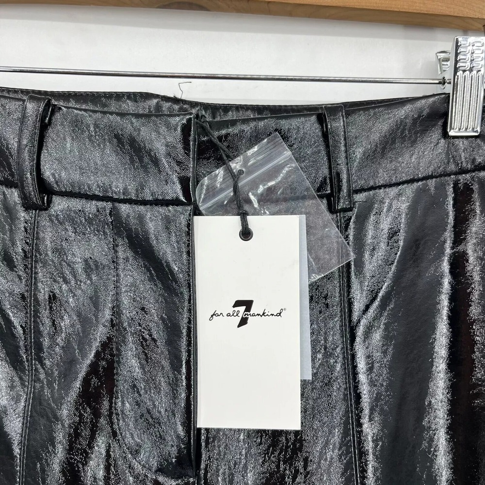 Seven 7 For All Mankind Faux Leather Pants Women's Size S Black Straight Leg NWT - Picture 4 of 11